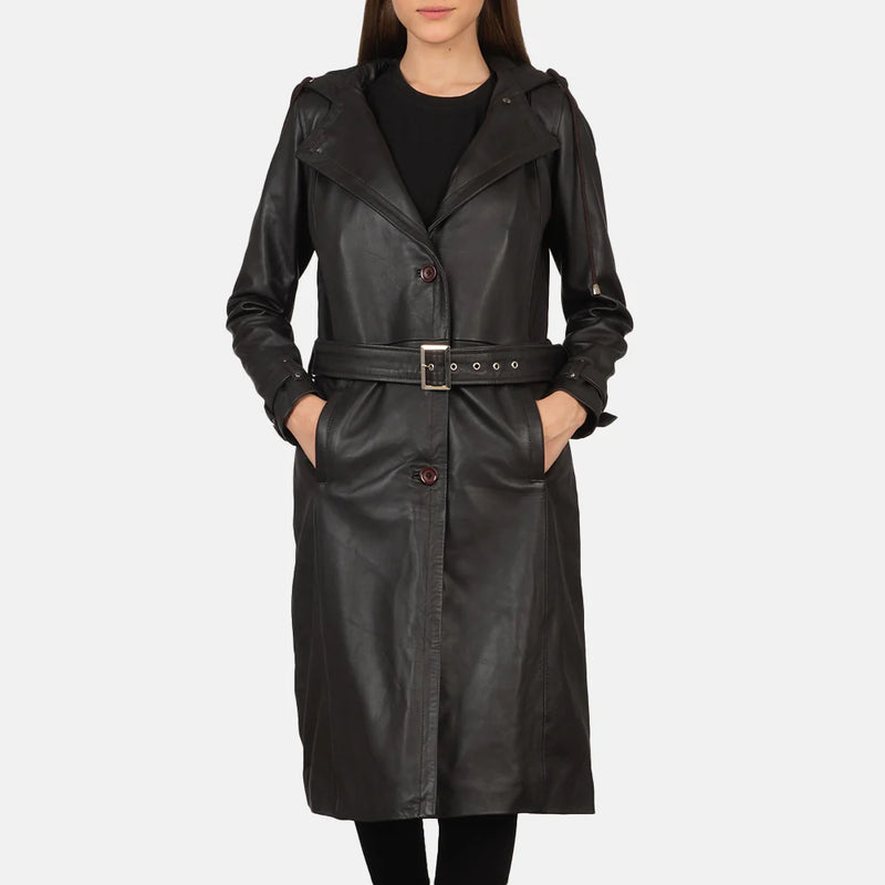 Onyx Horizon Hooded Trench Coat