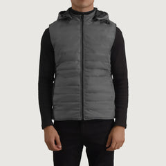 Carlo Grey Hooded Puffer Vest