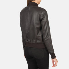 Bliss Black Leather Bomber Jacket