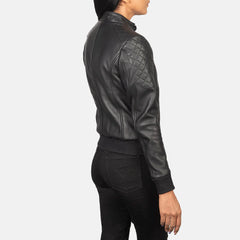 Onyx Veil Leather Bomber Jacket