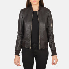 Bliss Black Leather Bomber Jacket